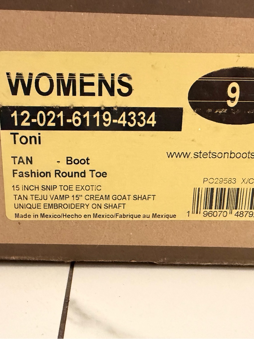 NIB Stetson Toni Exotic Lizard Boots size 9B - Picture 10 of 10